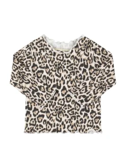 T-shirt in misto cotone con stampa leopardata