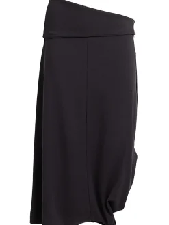 Twisted hem wool blend midi skirt