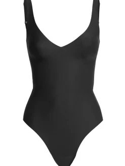 Unlined plunge thong bodysuit