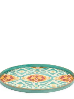 Vassoio Ikat in ferro dipinto a mano