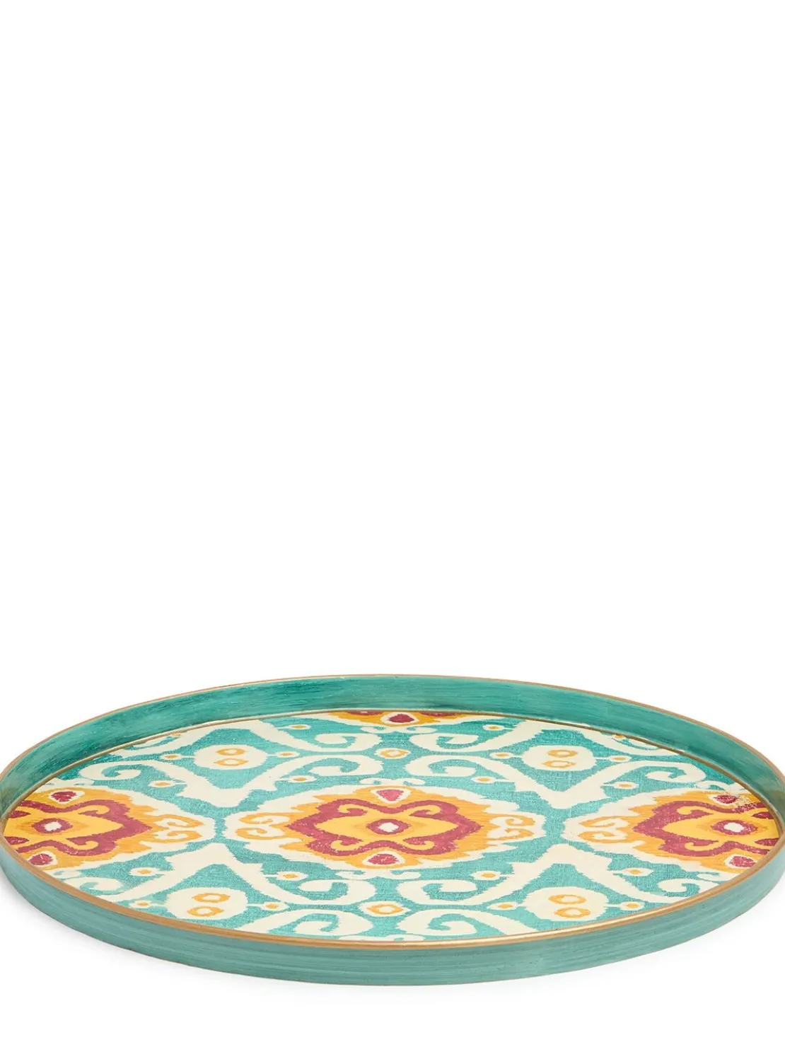 Vassoio Ikat in ferro dipinto a mano