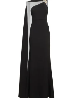 Vestito asimmetrico in cady con decorazioni