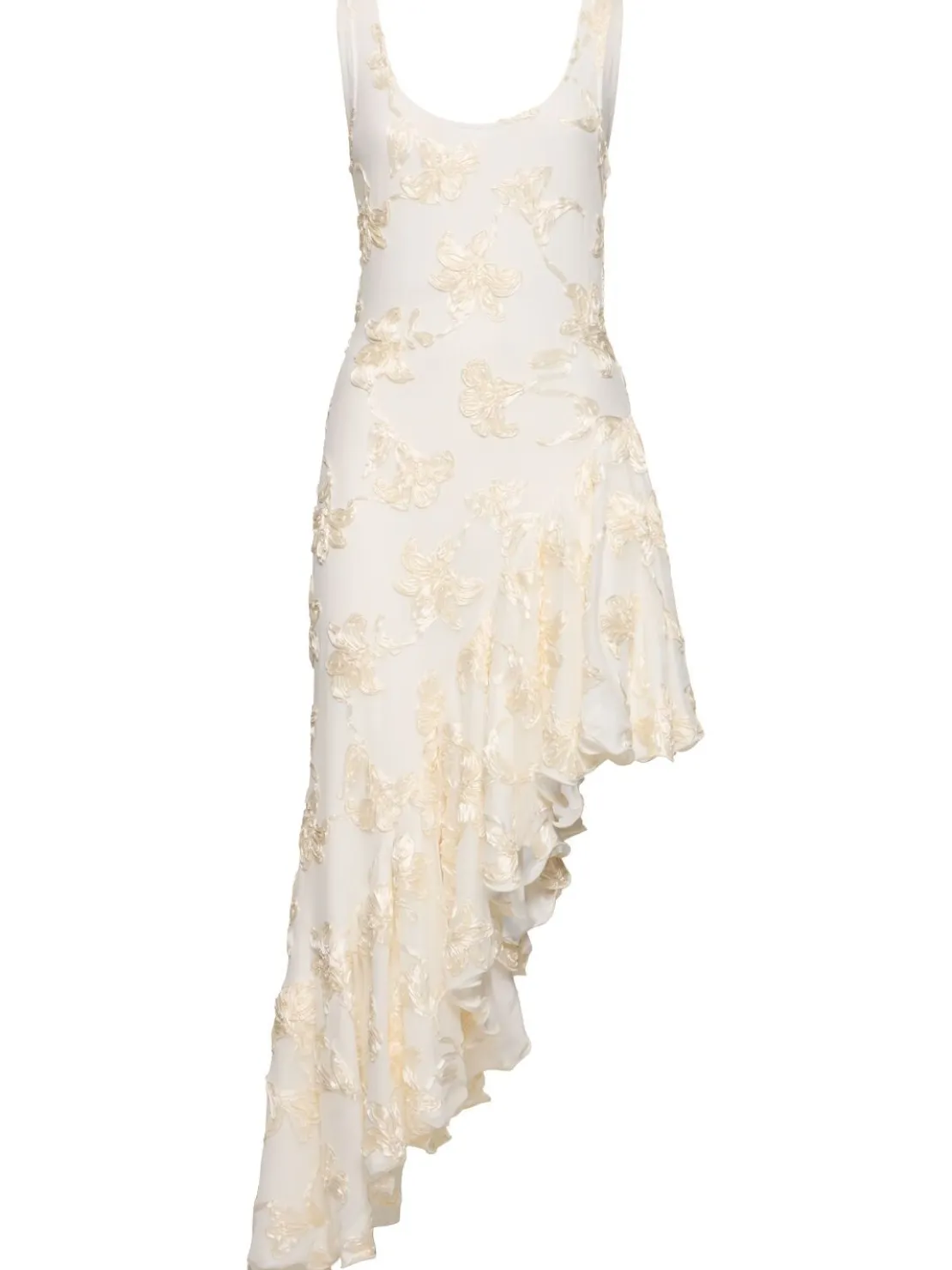 Vestito asimmetrico Tanmieka in pizzo con volant