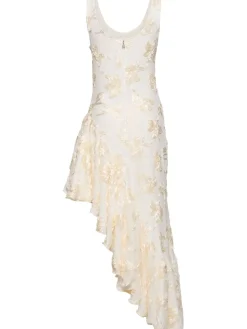 Vestito asimmetrico Tanmieka in pizzo con volant