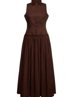 Vestito chemisier lungo Sama in popeline di cotone