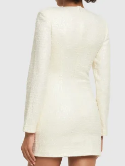 Vestito corto bouclé con fiocco