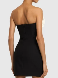 Vestito corto drappeggiato senza spallini