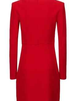 Vestito corto in crepe a maniche lunghe
