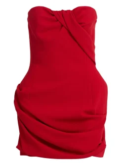 Vestito corto in misto lana senza spallini