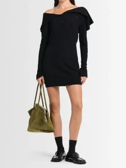 Vestito corto in misto lana vergine con bottoni