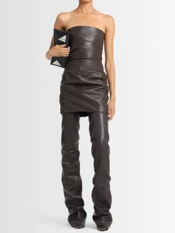 Vestito corto in pelle senza spalline