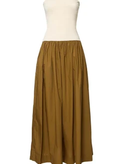 Vestito Duo in maglia e popeline senza spalline