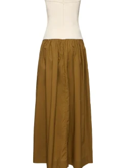 Vestito Duo in maglia e popeline senza spalline