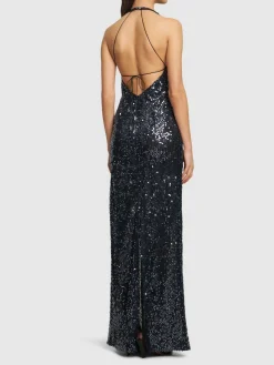 Vestito Eima con paillettes e schiena scoperta
