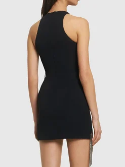 Vestito in cady / frange metallizzate