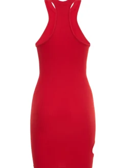 Vestito in jersey stretch a costine con cutout