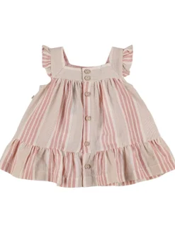 Vestito in misto cotone biologico stampa a righe
