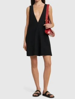 Vestito in misto lana / scollo a V