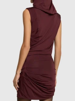 Vestito in viscosa drappeggiata con cappuccio