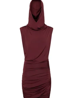 Vestito in viscosa drappeggiata con cappuccio