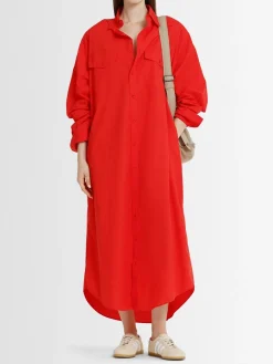 Vestito lungo Calren in popeline di cotone