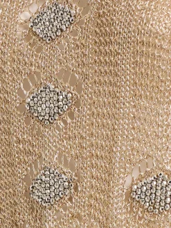 Vestito lungo crochet con dettagli in metallo