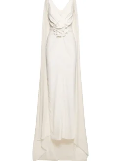 Vestito lungo in cady con mantella