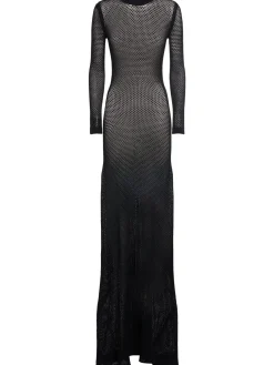Vestito lungo in crêpe di misto viscosa