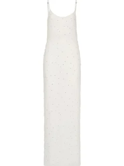 Vestito lungo in georgette di viscosa con ricami