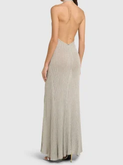 Vestito lungo in lurex a costine