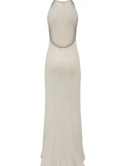 Vestito lungo in lurex a costine