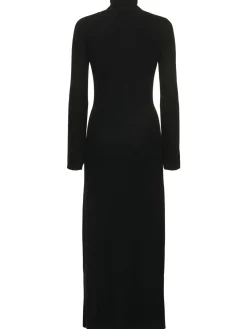 Vestito lungo in maglia di cashmere a coste