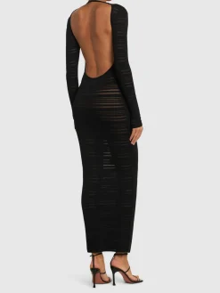 Vestito lungo in maglia trasparente