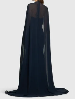Vestito lungo in misto seta