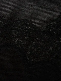 Vestito lungo in techno a costine con pizzo
