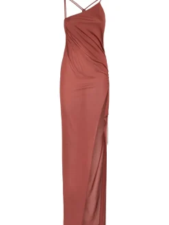 Vestito lungo in viscosa e crepe