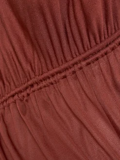 Vestito lungo in viscosa e crepe