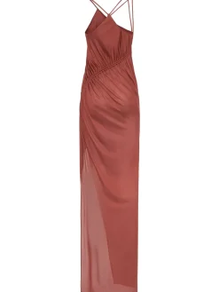 Vestito lungo in viscosa e crepe