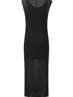 Vestito lungo senza maniche Ada in maglia / spacco