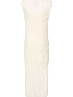 Vestito lungo senza maniche Ada in maglia / spacco