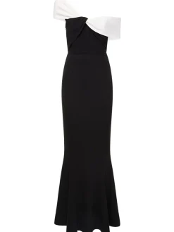 Vestito maxi asimmetrico in cady stretch
