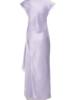 Vestito midi asimmetrico in raso