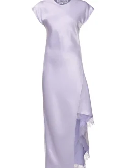 Vestito midi asimmetrico in raso