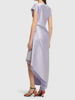 Vestito midi asimmetrico in raso