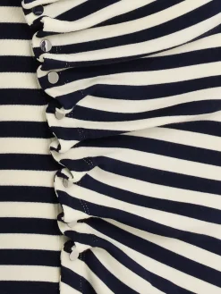 Vestito midi drappeggiato a righe