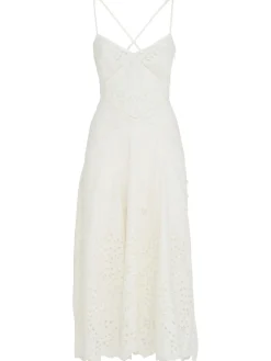 Vestito midi in cotone con ricami
