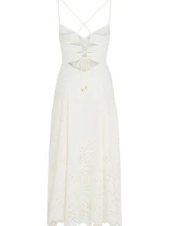 Vestito midi in cotone con ricami