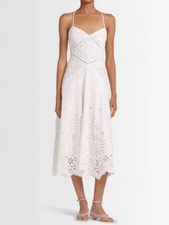 Vestito midi in cotone con ricami