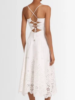 Vestito midi in cotone con ricami