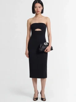 Vestito midi in crepe di lana